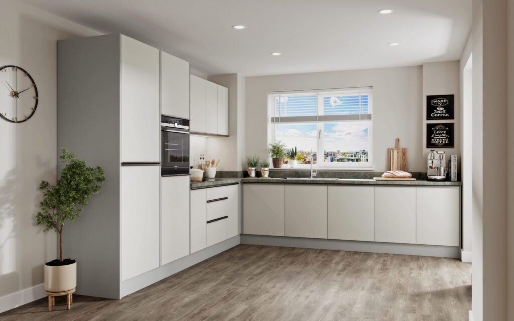 Example of 1-bedroom apartment kitchen with L&Q at Acton Gardens