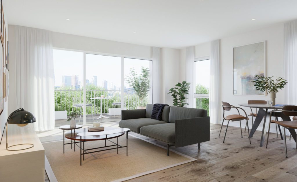 Living Room at L&Q Show home at Deptford Landings