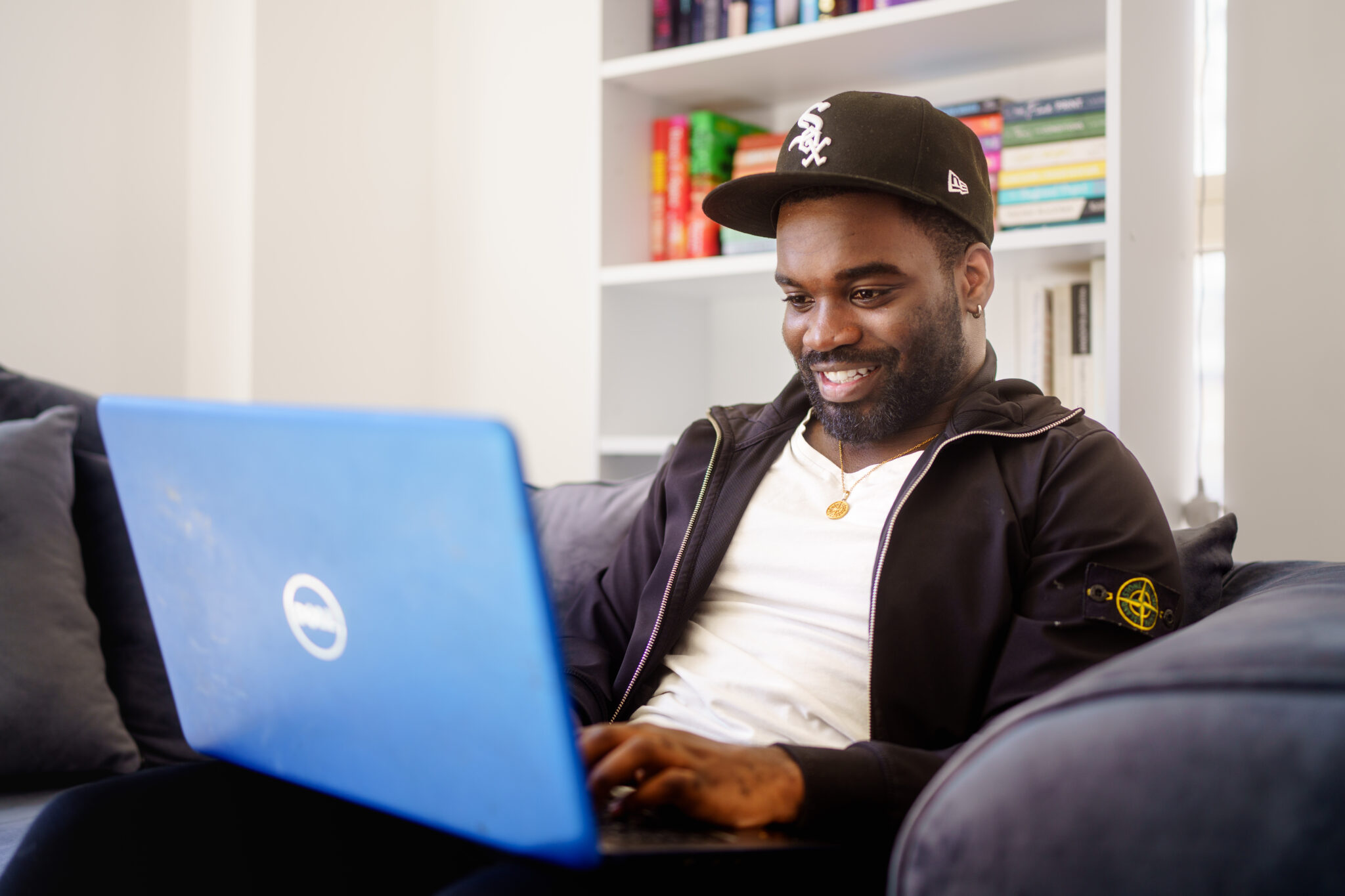 Aaron on his laptop
