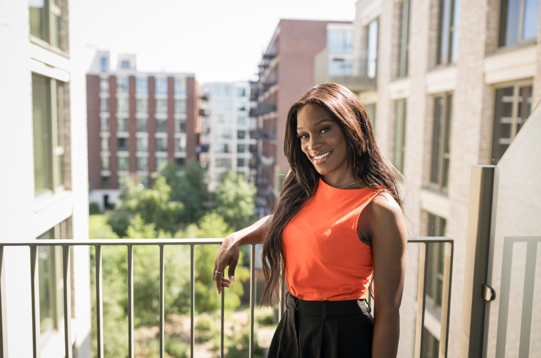 Lindsay on her balcony