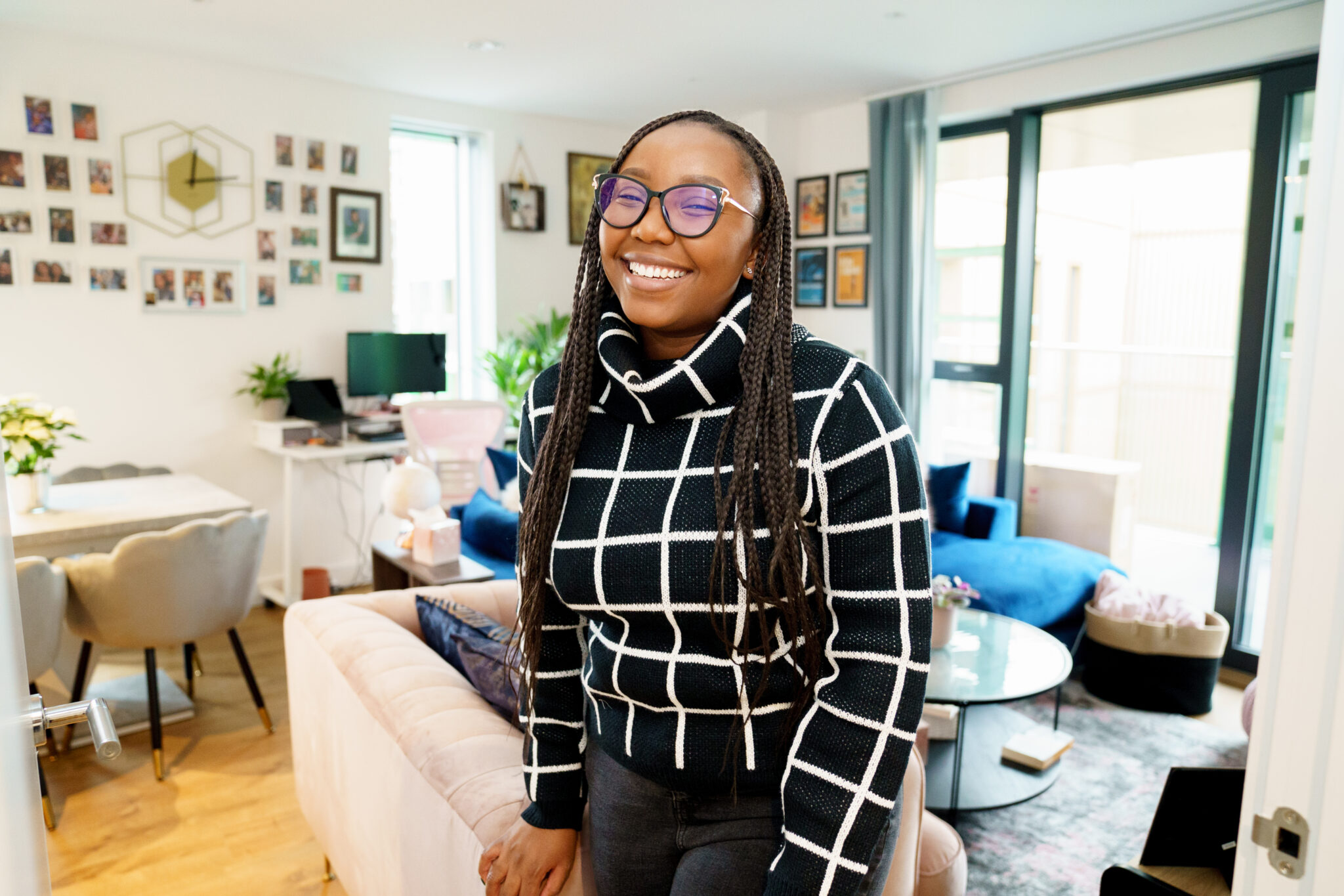 Rookery Grove London Living Rent customer in her one bedroom apartment North London